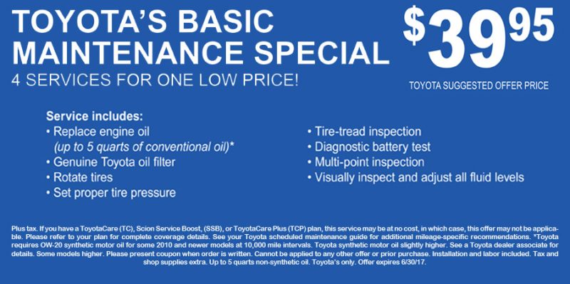 June 2017 Toyota Basic Maintenance Special | Baltimore Toyota Dealers ...