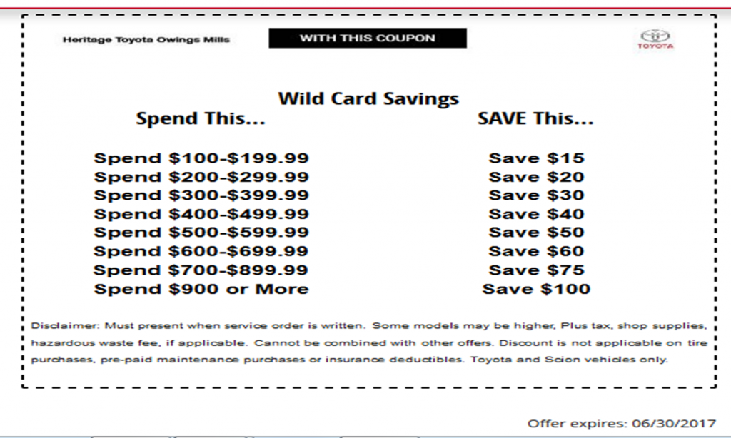 Wild Card Savings | Baltimore Toyota Dealers Service