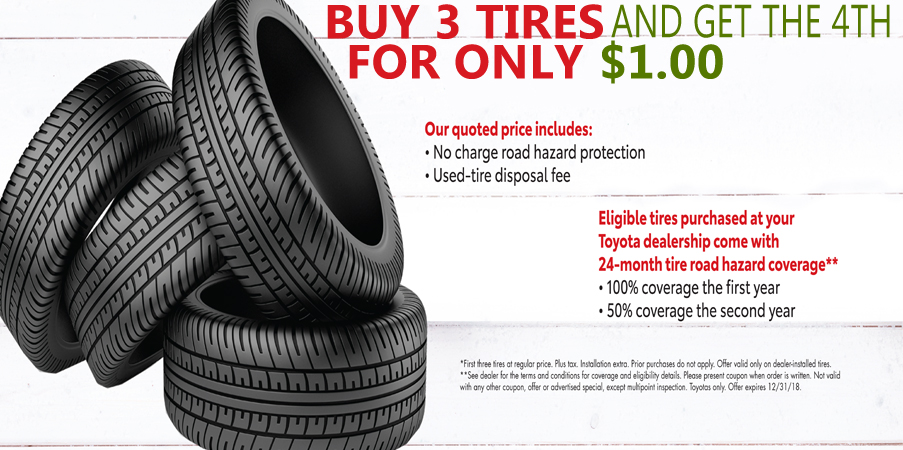 December Buy 3 Tires Get 1 for $1.00 | Baltimore Toyota Dealers Service